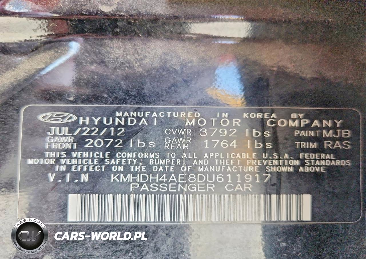 2013 Hyundai Elantra Gls VIN:KMHDH4AE8DU611917 - 12