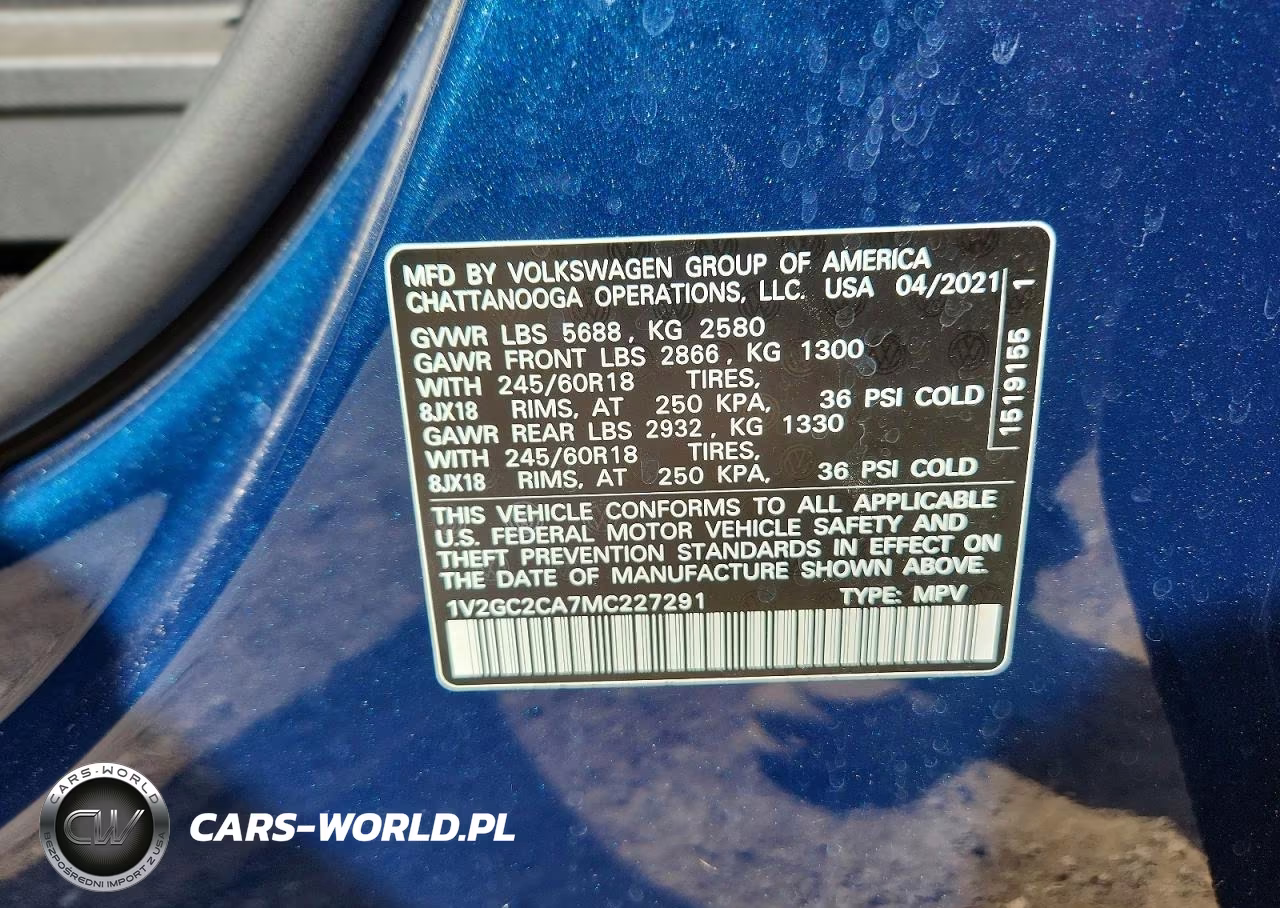 2021 Volkswagen Atlas Cross Sport S VIN:1V2GC2CA7MC227291 - 12