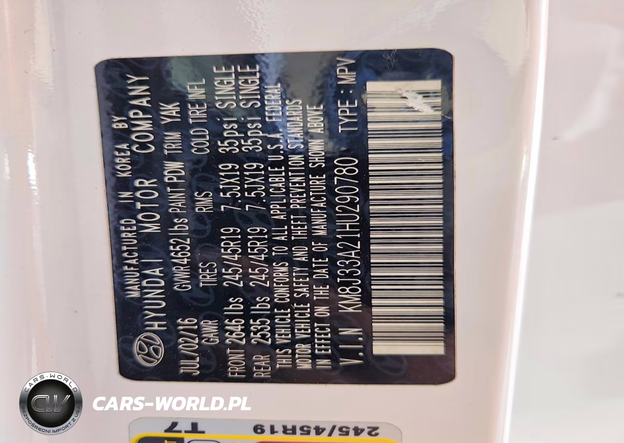 2017 Hyundai Tucson Sport VIN:KM8J33A21HU290780 - 14