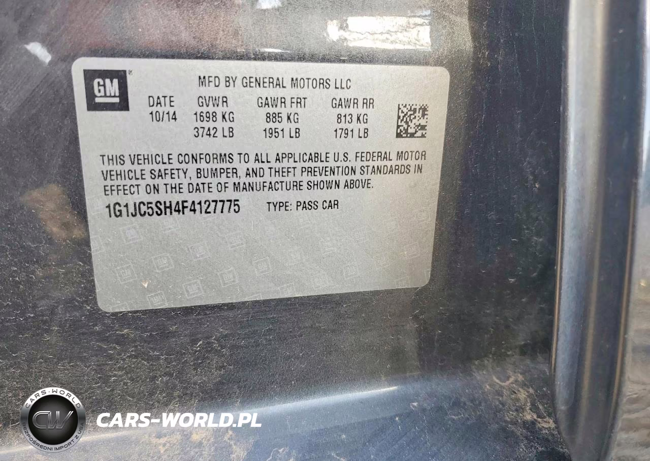 2015 Chevrolet Sonic Lt VIN:1G1JC5SH4F4127775 - 12