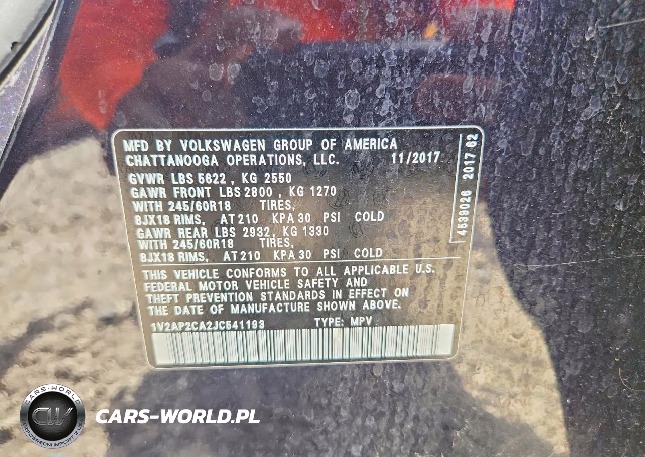 2018 Volkswagen Atlas S VIN:1V2AP2CA2JC541193 - 12