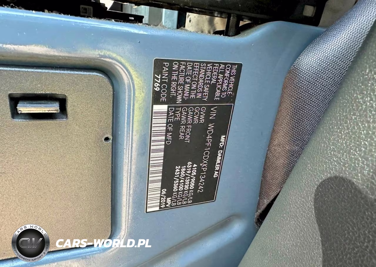2019 Mercedes-Benz Sprinter 2500-3500 VIN:WD4PF1CDXKP134242 - 10