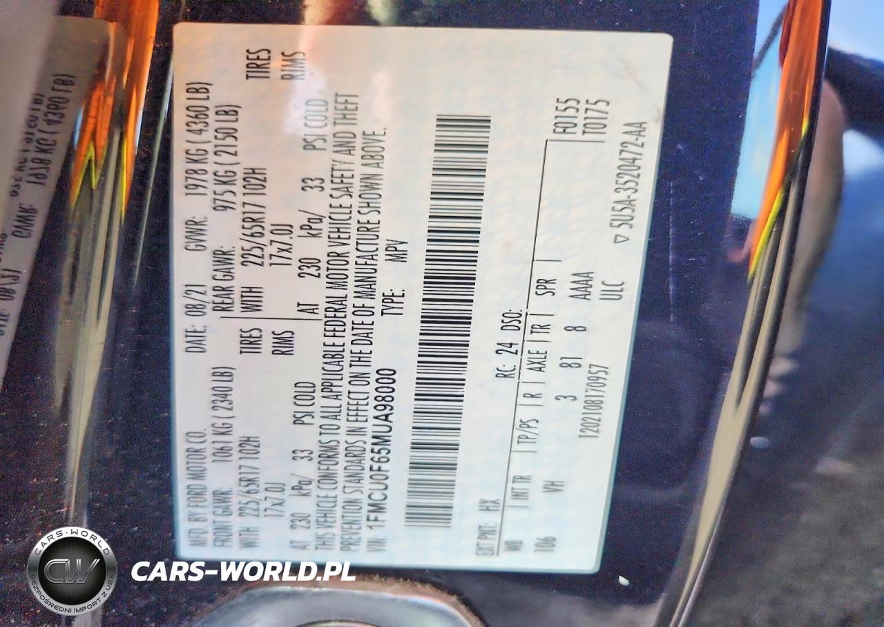 2021 Ford Escape S VIN:1FMCU0F65MUA98000 - 14