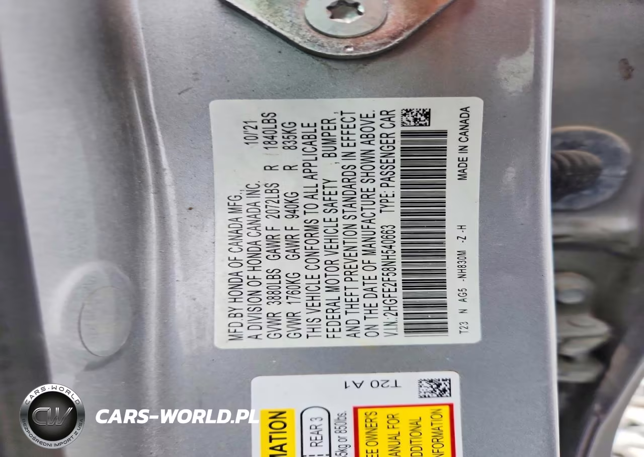 2022 Honda Civic Sport VIN:2HGFE2F58NH540663 - 13