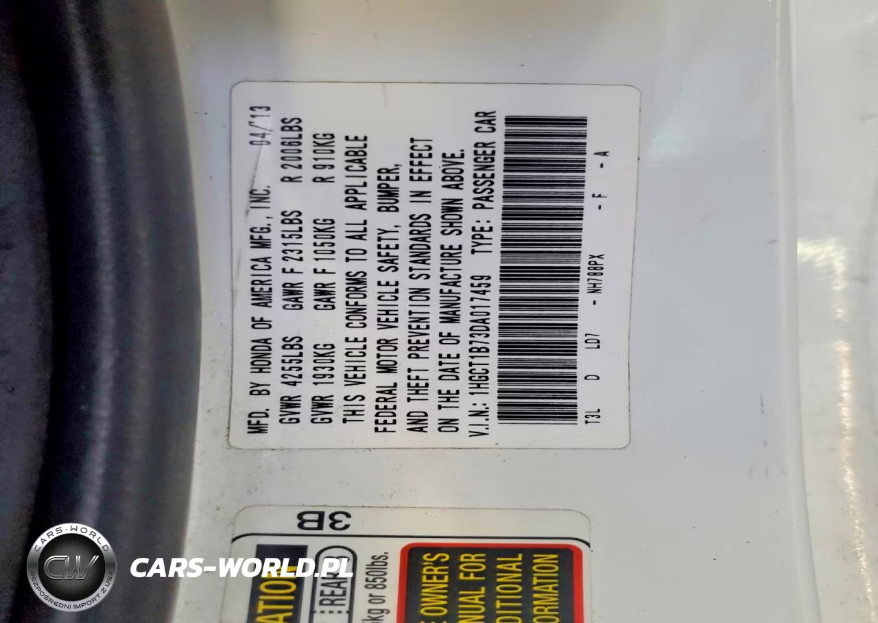2013 Honda Accord Ex VIN:1HGCT1B73DA017459 - 12