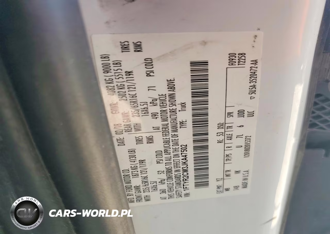 2018 Ford Transit T-250 VIN:1FTYR2CM3JKA47502 - 13