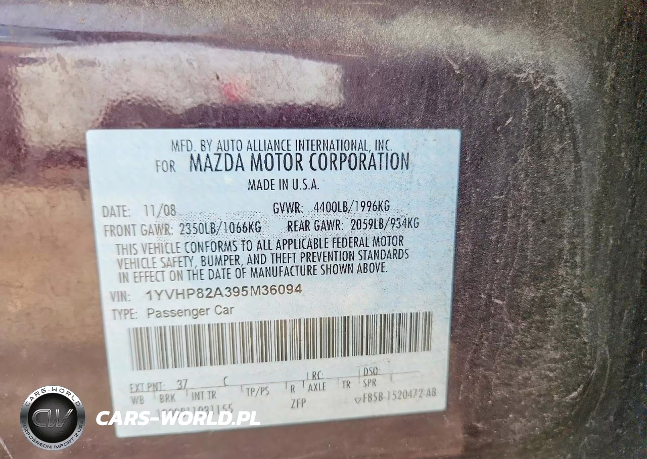 2009 Mazda 6 I VIN:1YVHP82A395M36094 - 12