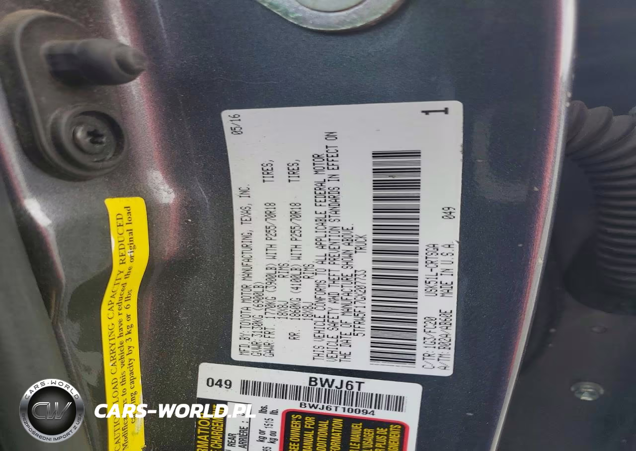 2016 Toyota Tundra Sr5 VIN:5TFRW5F17GX207733 - 12