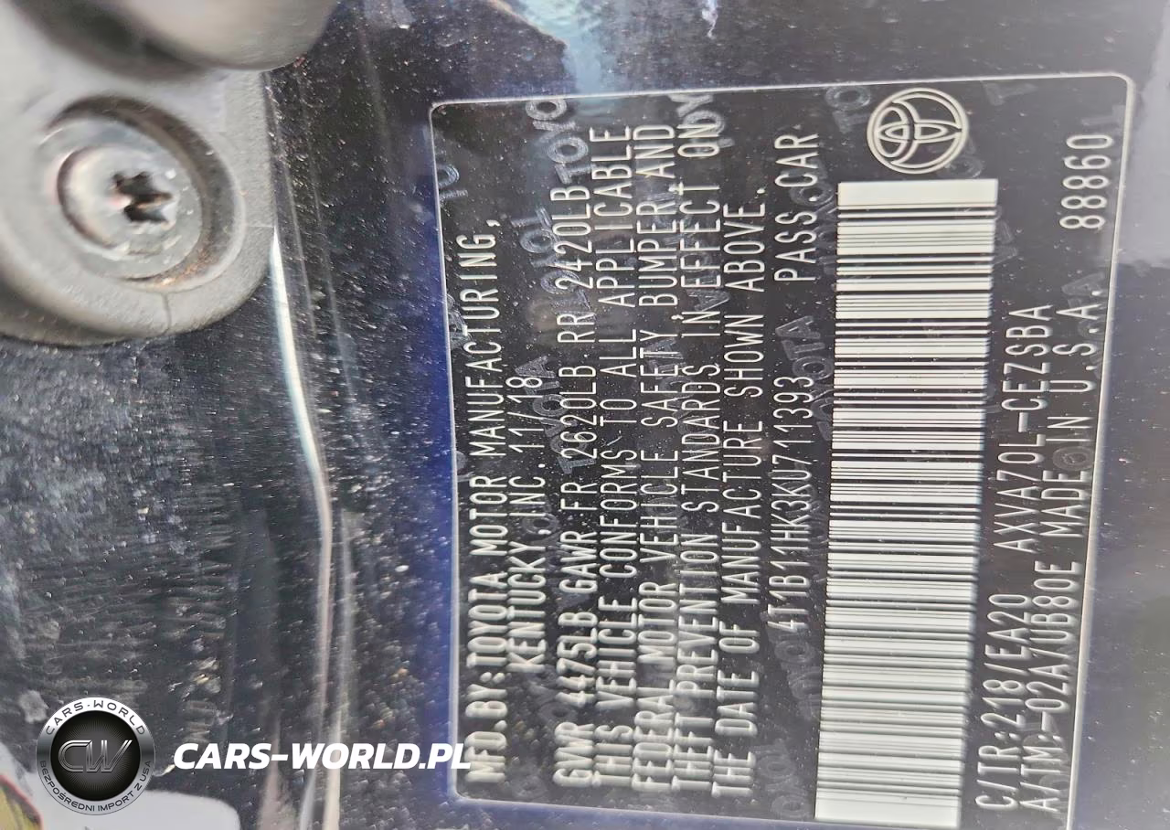 2019 Toyota Camry Se VIN:4T1B11HK3KU711393 - 12