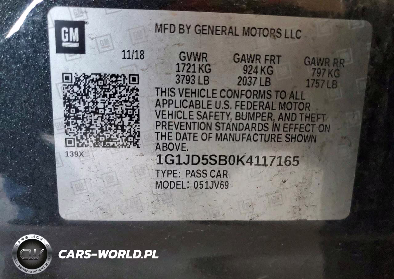 2019 Chevrolet Sonic Lt VIN:1G1JD5SB0K4117165 - 12