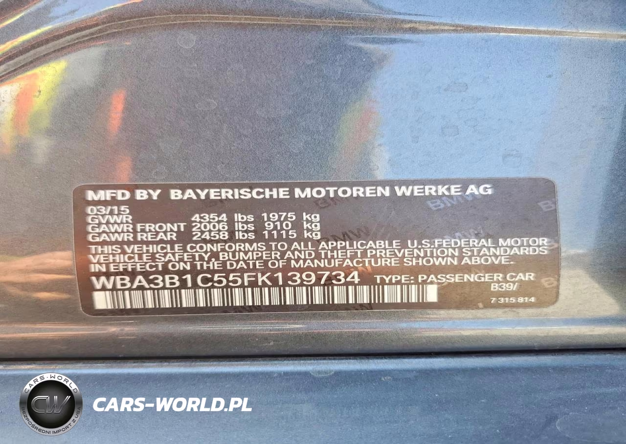 2015 BMW 320 I VIN:WBA3B1C55FK139734 - 12