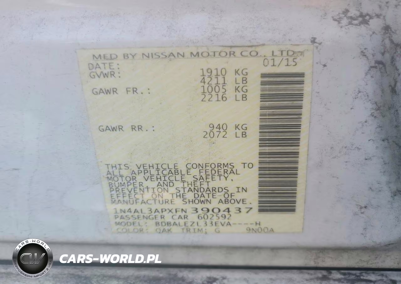 2015 Nissan Altima 2.5 S VIN:1N4AL3APXFN390437 - 12