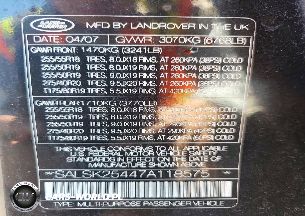 2007 Land Rover Range Rover Sport Hse VIN:SALSK25447A118575 - 13