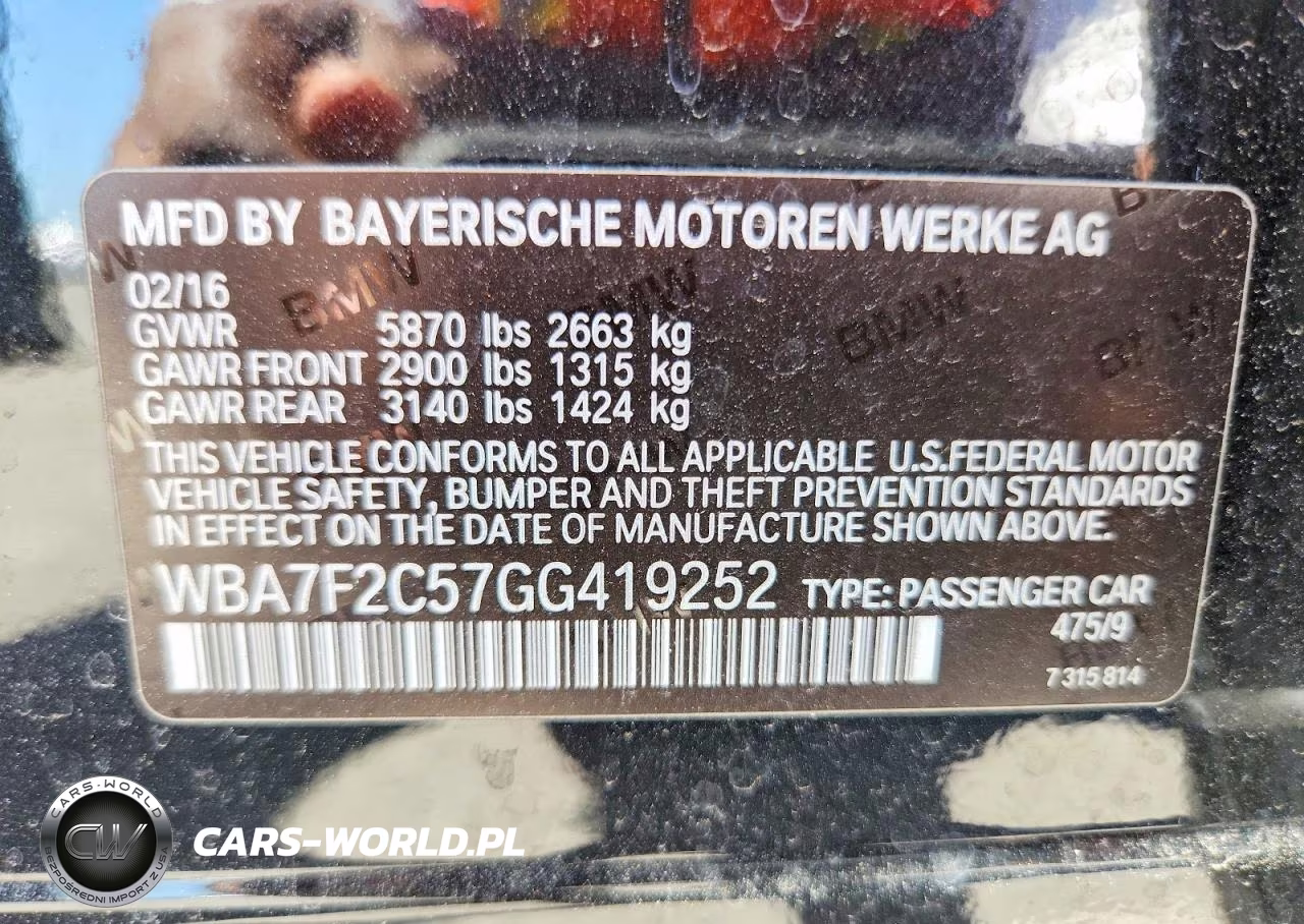 2016 BMW 750 Xi VIN:WBA7F2C57GG419252 - 12