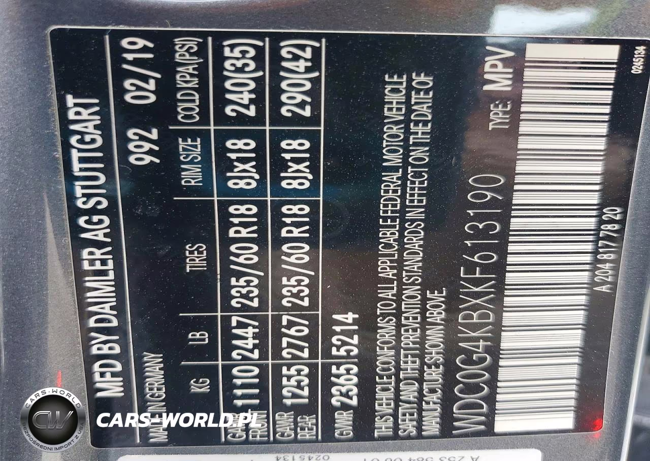 2019 Mercedes-Benz Glc 300 4Matic VIN:WDC0G4KBXKF613190 - 13