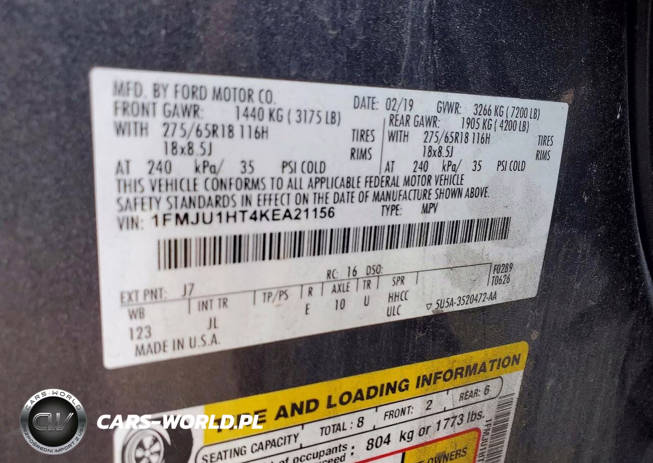 2019 Ford Expedition Xlt VIN:1FMJU1HT4KEA21156 - 12
