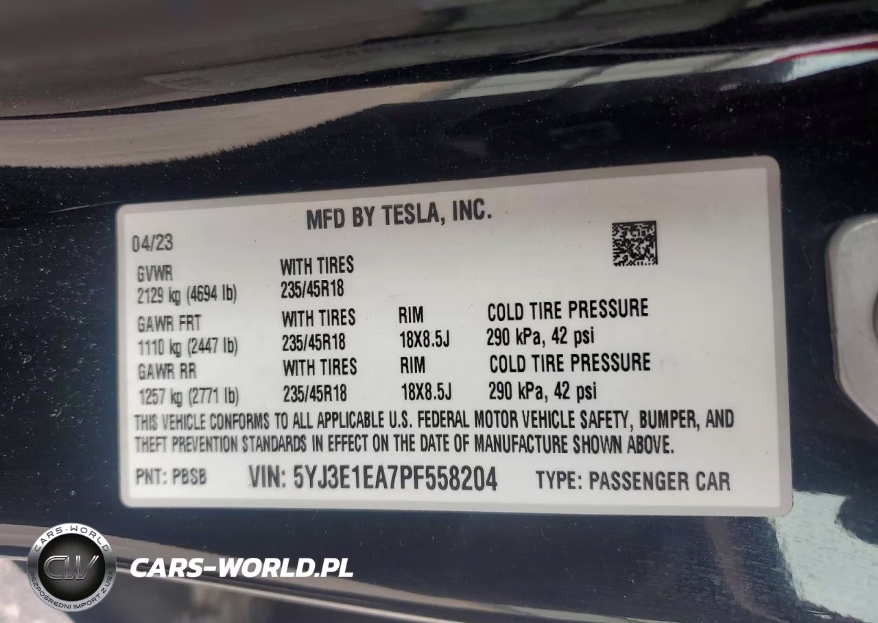 2023 Tesla Model 3 VIN:5YJ3E1EA7PF558204 - 12