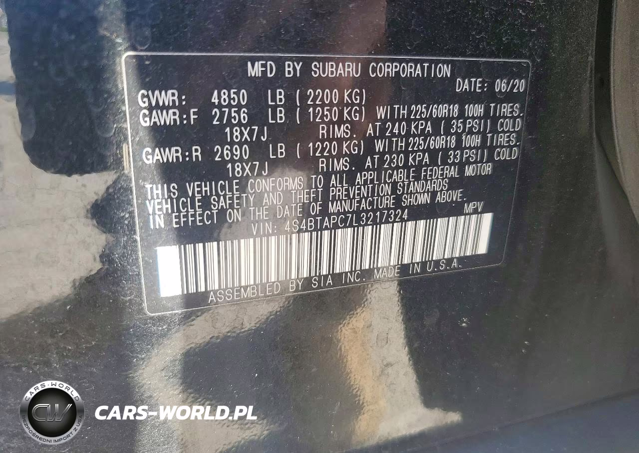 2020 Subaru Outback Touring VIN:4S4BTAPC7L3217324 - 12