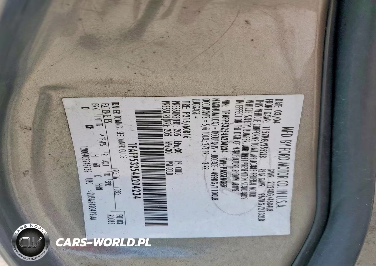 2004 Ford Taurus Se VIN:1FAFP53254A204234 - 12