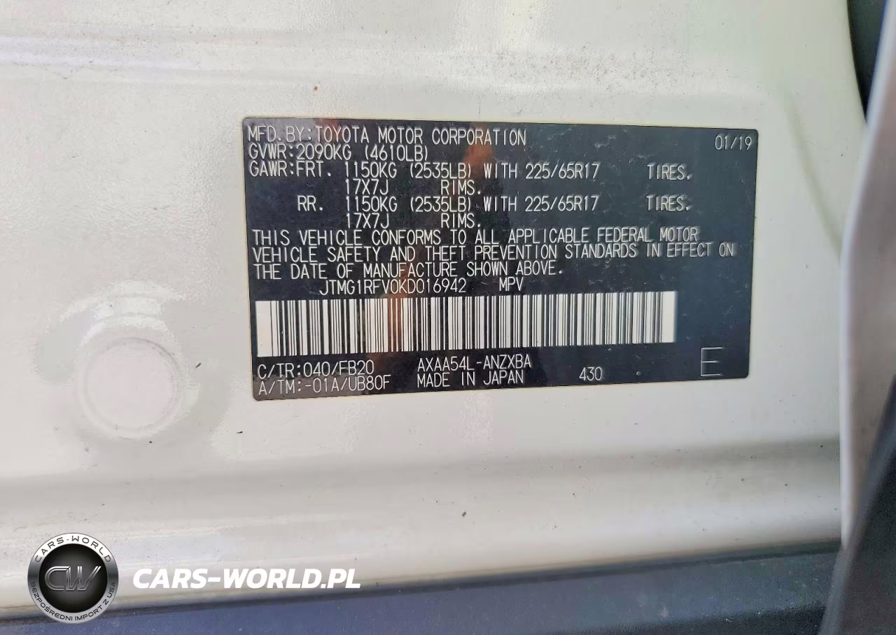 2019 Toyota Rav4 Le VIN:JTMG1RFV0KD016942 - 12