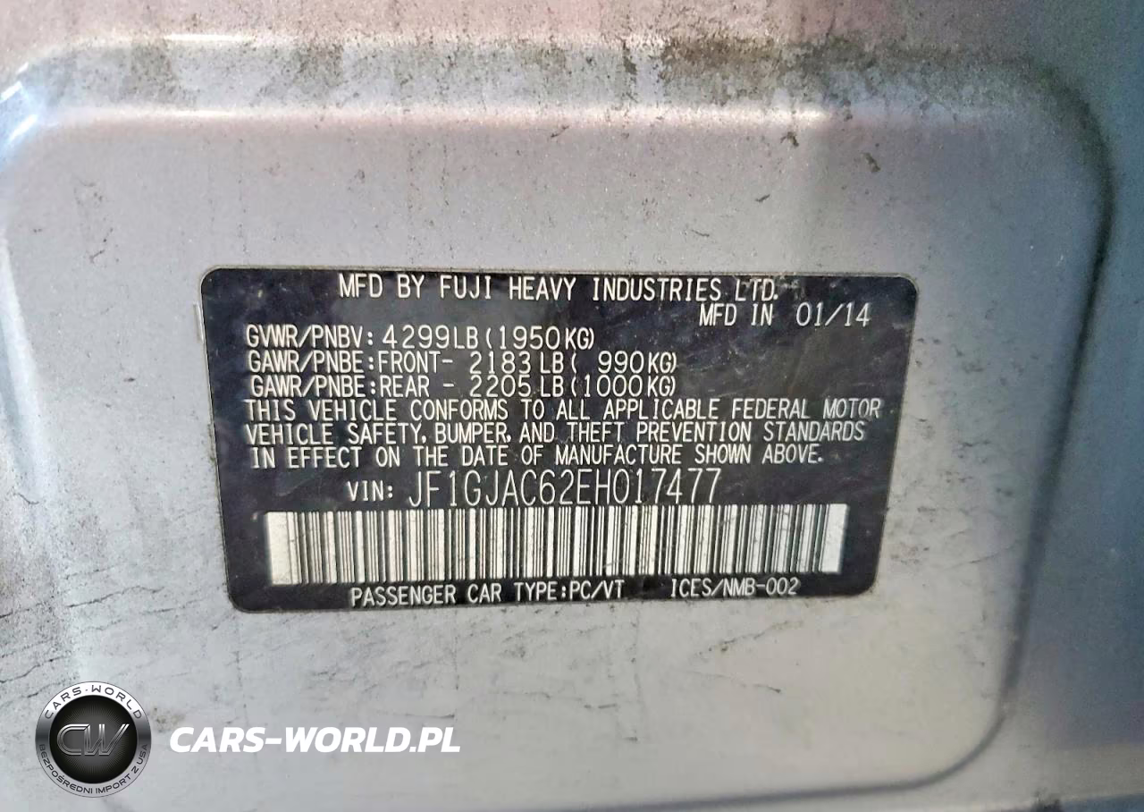 2014 Subaru Impreza Premium VIN:JF1GJAC62EH017477 - 13