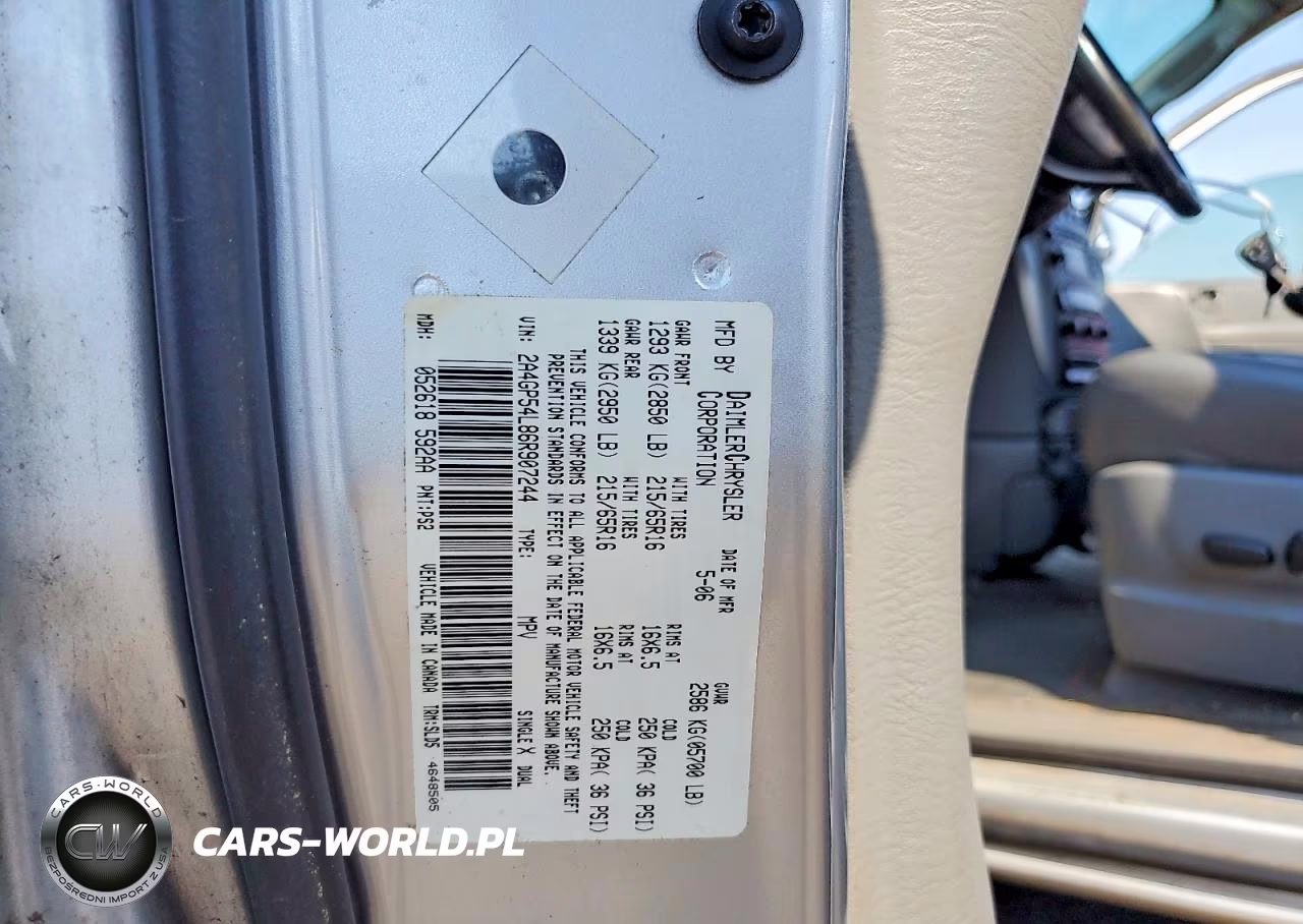 2006 Chrysler Town & Country VIN:2A4GP54L86R907244 - 13