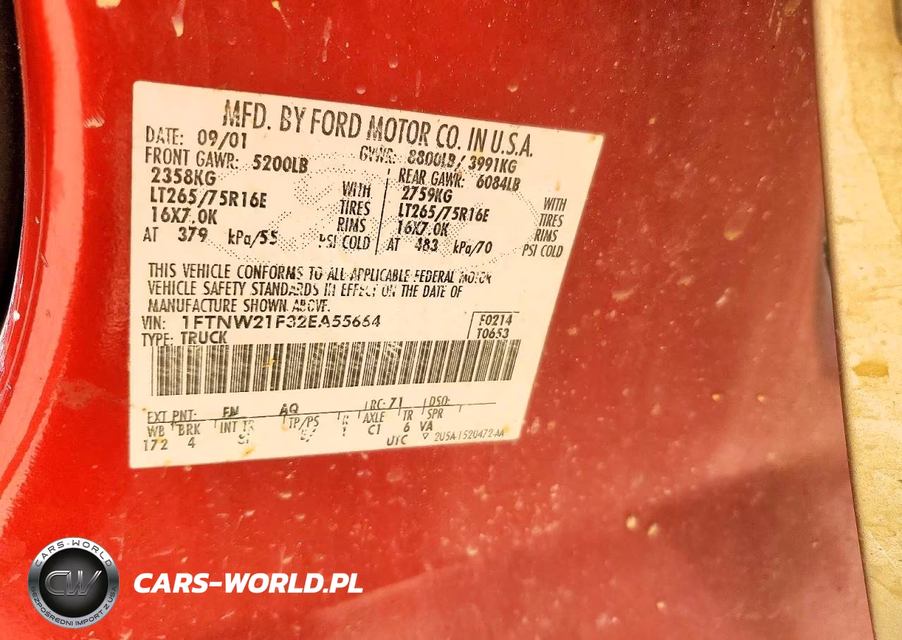 2002 Ford F250 Super Duty VIN:1FTNW21F32EA55664 - 12