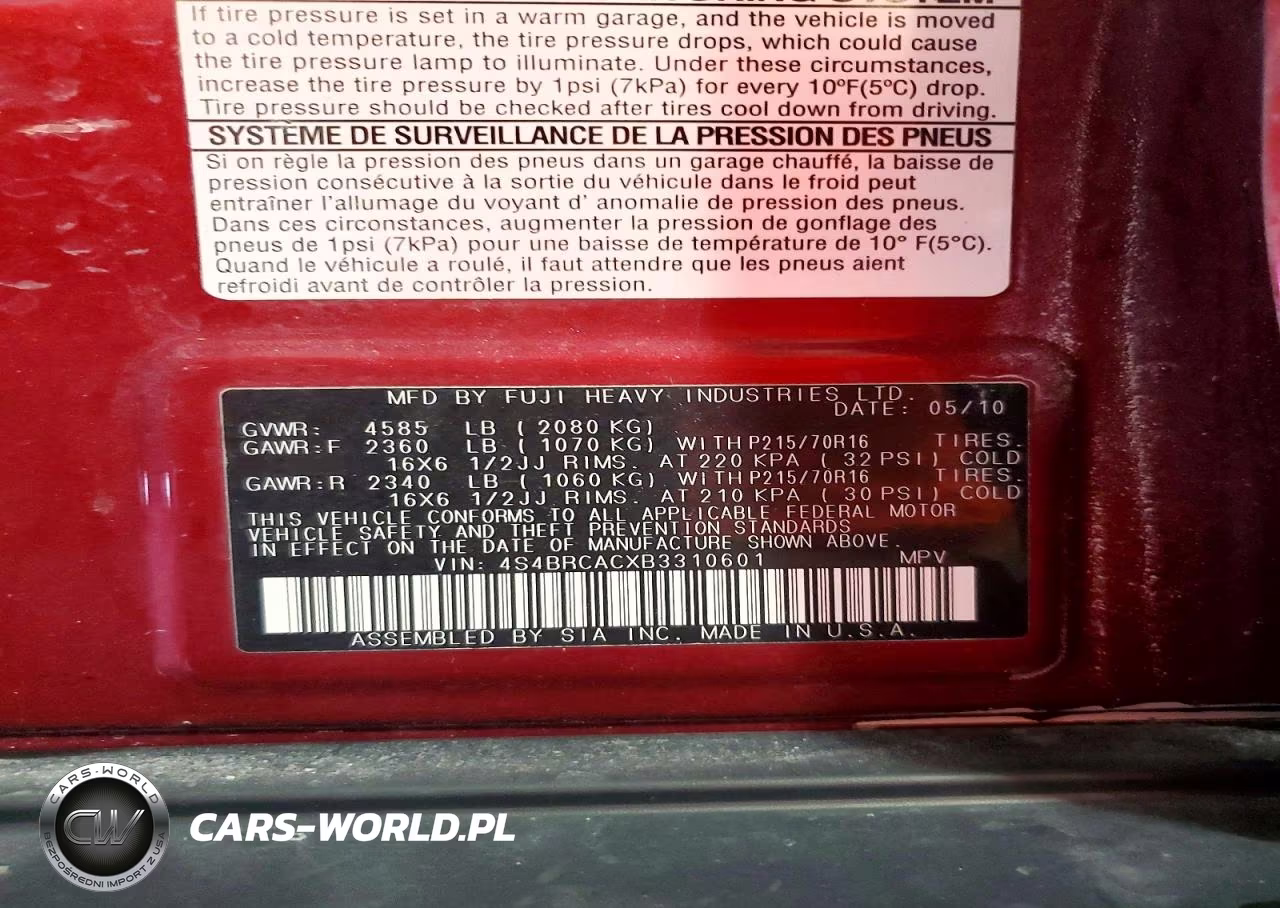 2011 Subaru Outback 2.5I VIN:4S4BRCACXB3310601 - 13