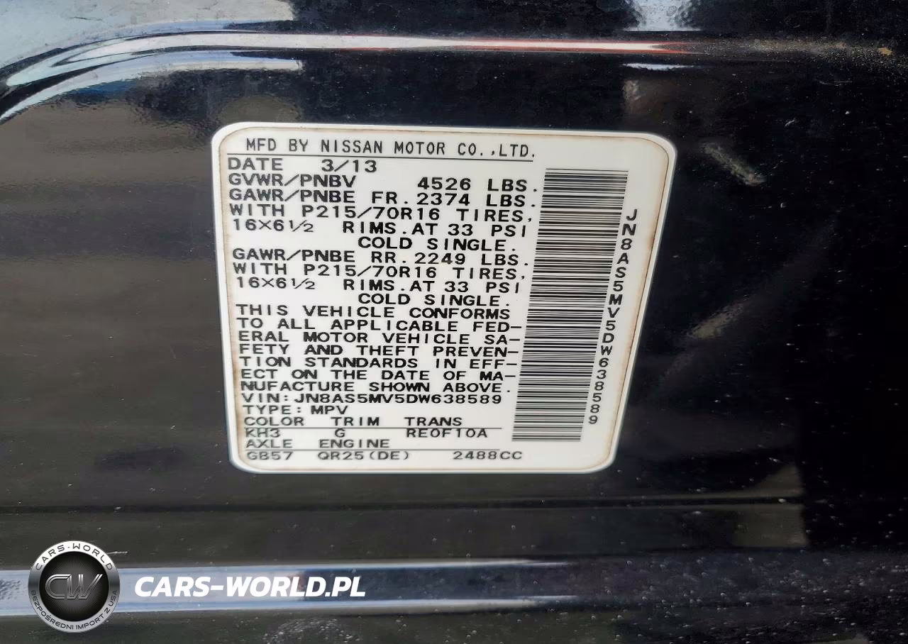 2013 Nissan Rogue VIN:JN8AS5MV5DW638589 - 13