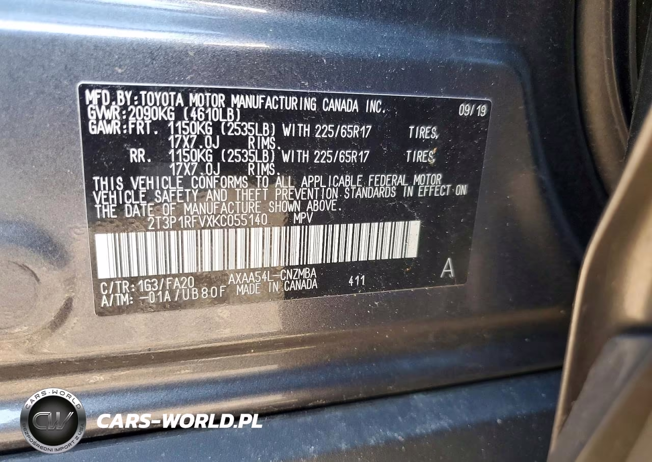 2019 Toyota Rav4 VIN:2T3P1RFVXKC055140 - 13