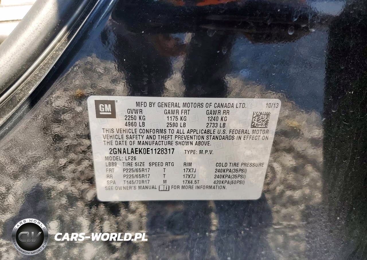 CHEVROLET EQUINOX VIN:2GNALAEK0E1128317 - 13