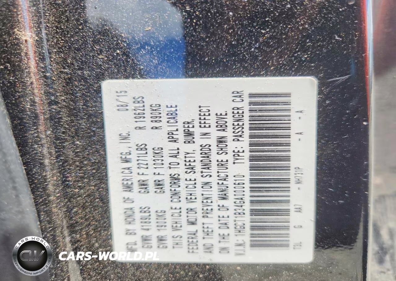 2016 Honda Accord Lx-S VIN:1HGCT1B34GA000610 - 12