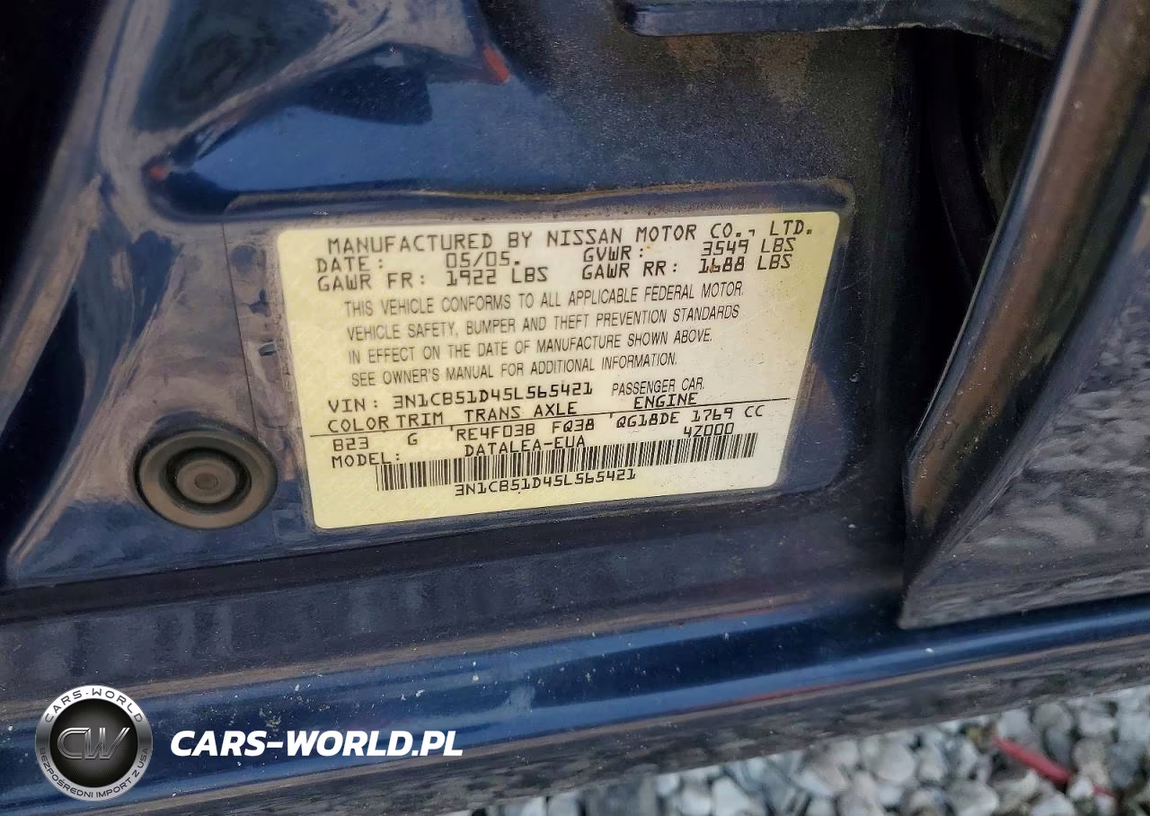 2005 Nissan Sentra VIN:3N1CB51D45L565421 - 12
