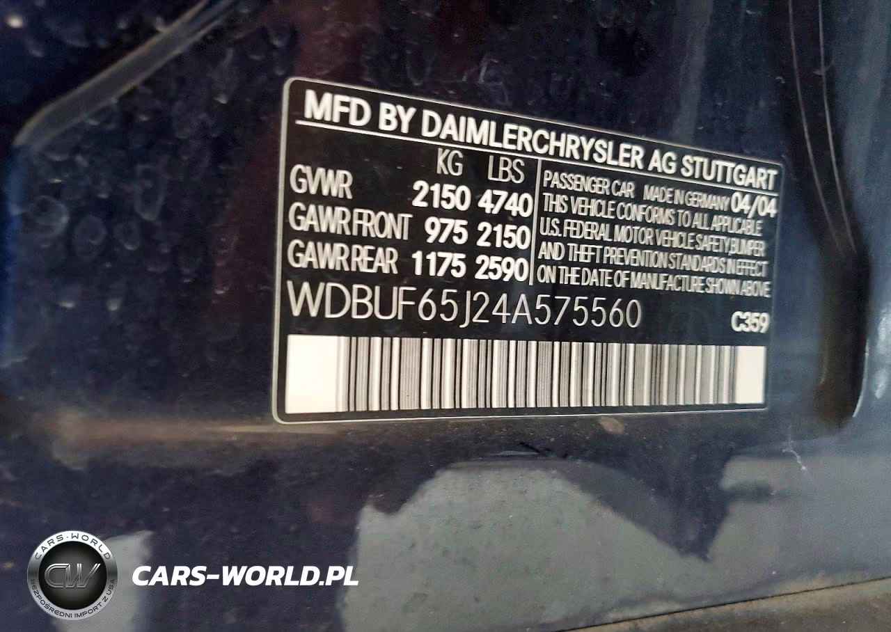 2004 Mercedes-Benz E 320 VIN:WDBUF65J24A575560 - 12