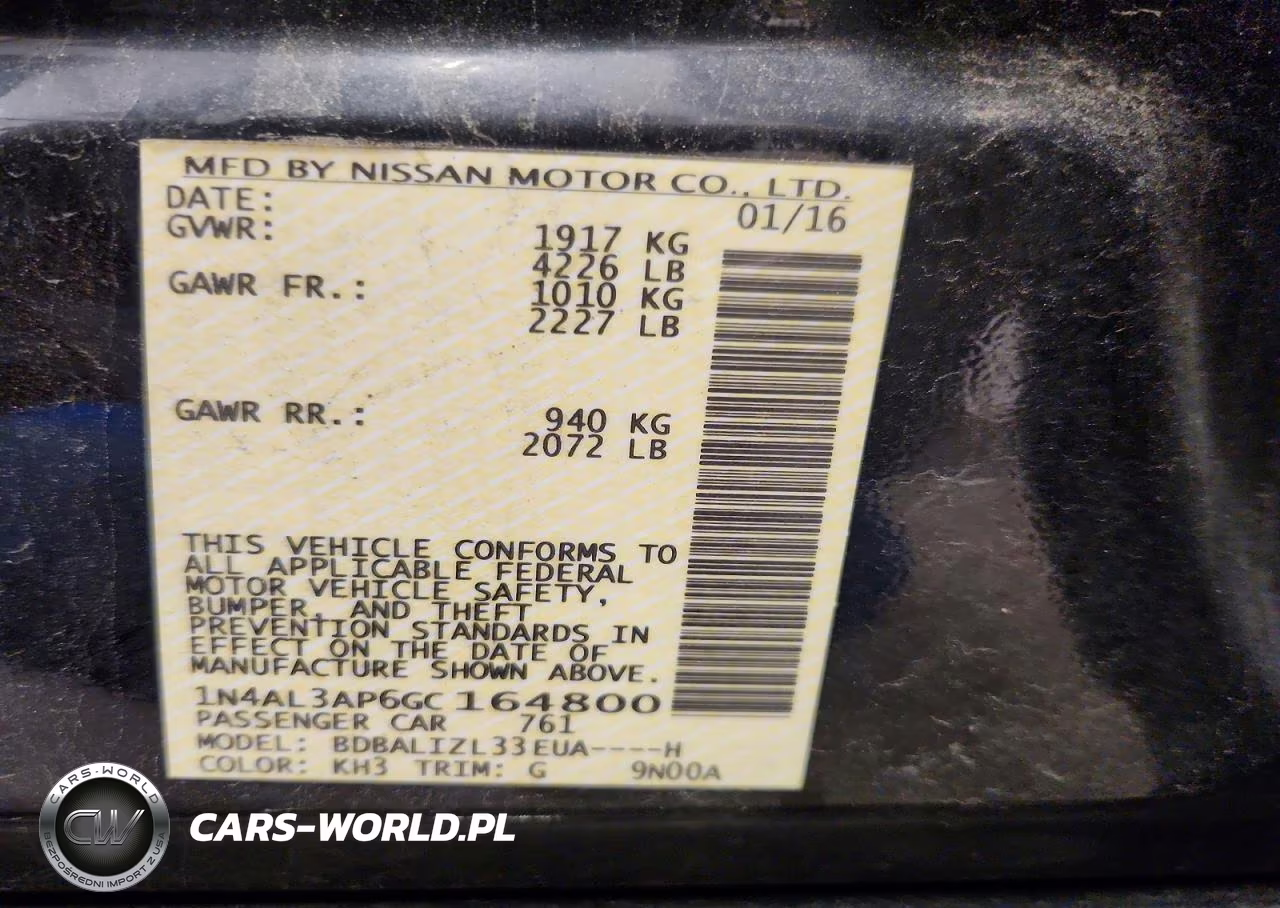 2016 Nissan Altima 2.5 Sv VIN:1N4AL3AP6GC164800 - 12