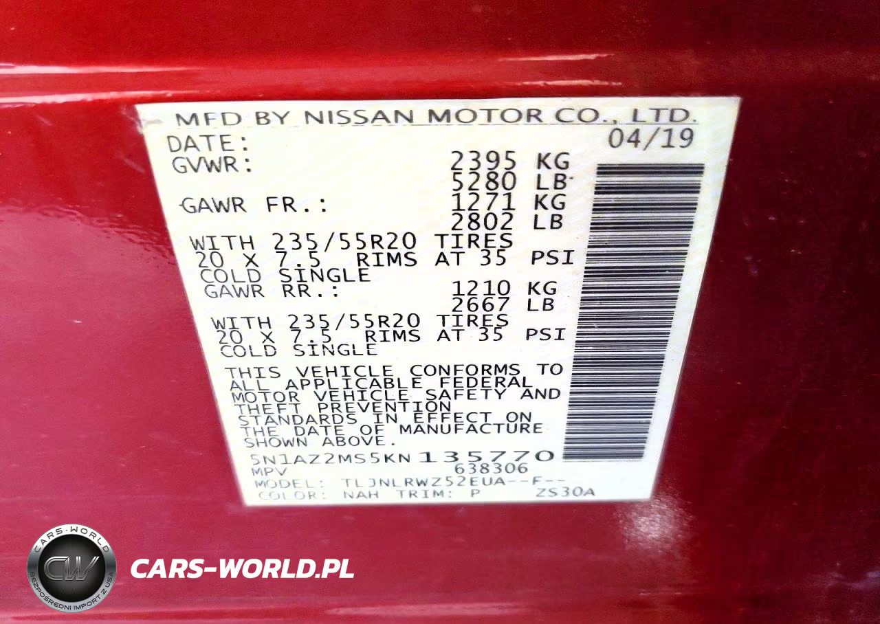 2019 Nissan Murano Sl VIN:5N1AZ2MS5KN135770 - 14