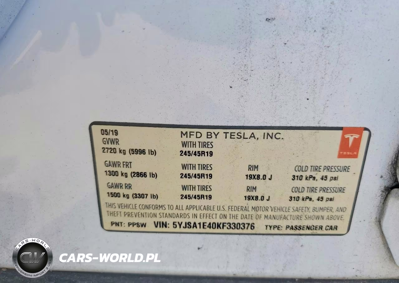 2019 Tesla Model S VIN:5YJSA1E40KF330376 - 12