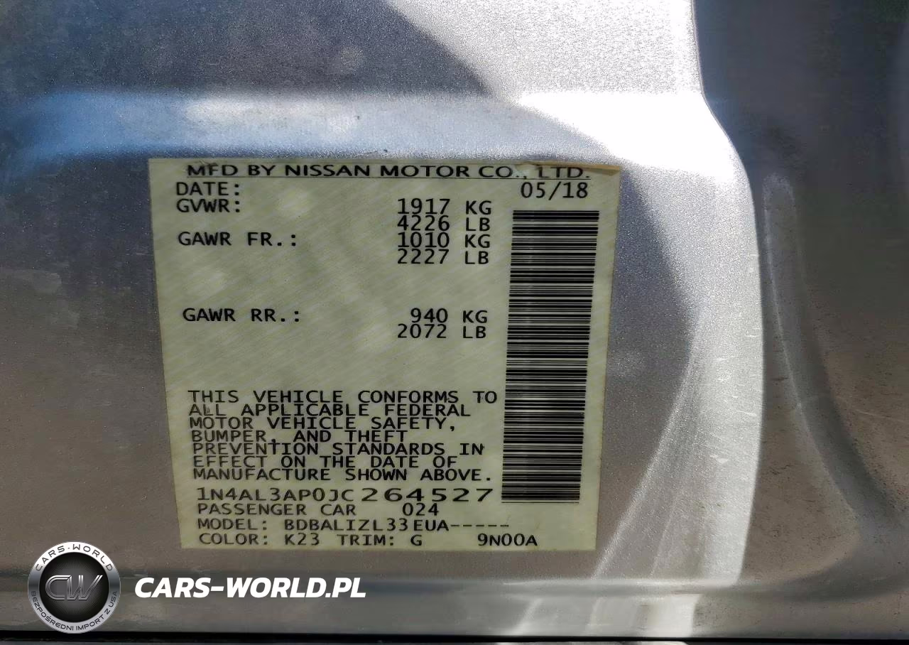 2018 Nissan Altima 2.5 Sv VIN:1N4AL3AP0JC264527 - 12