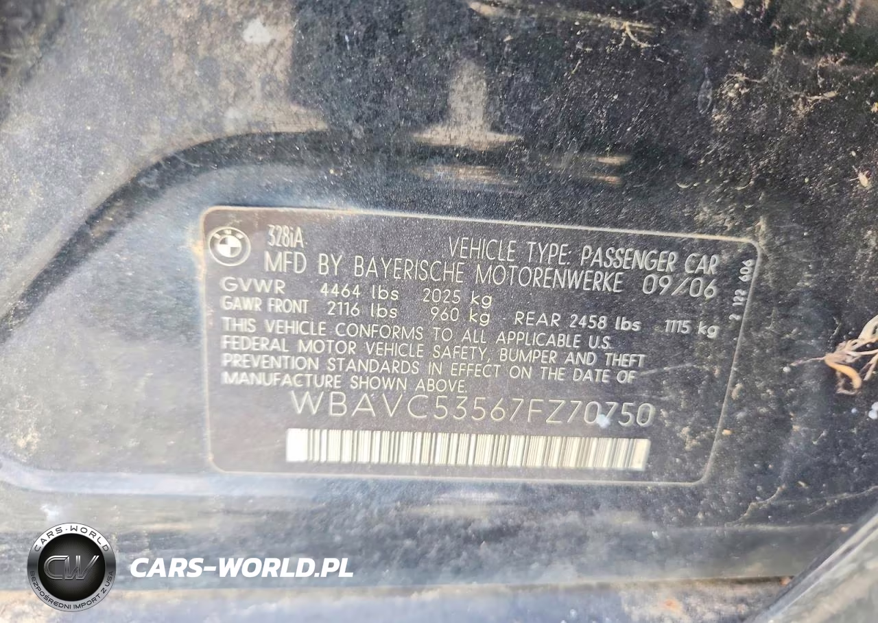 2007 BMW 328 I Sulev VIN:WBAVC53567FZ70750 - 12