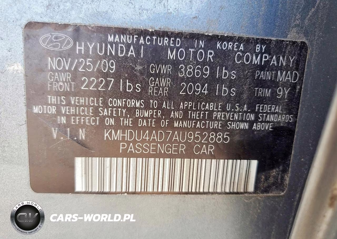 2010 Hyundai Elantra Gls VIN:KMHDU4AD7AU952885 - 12