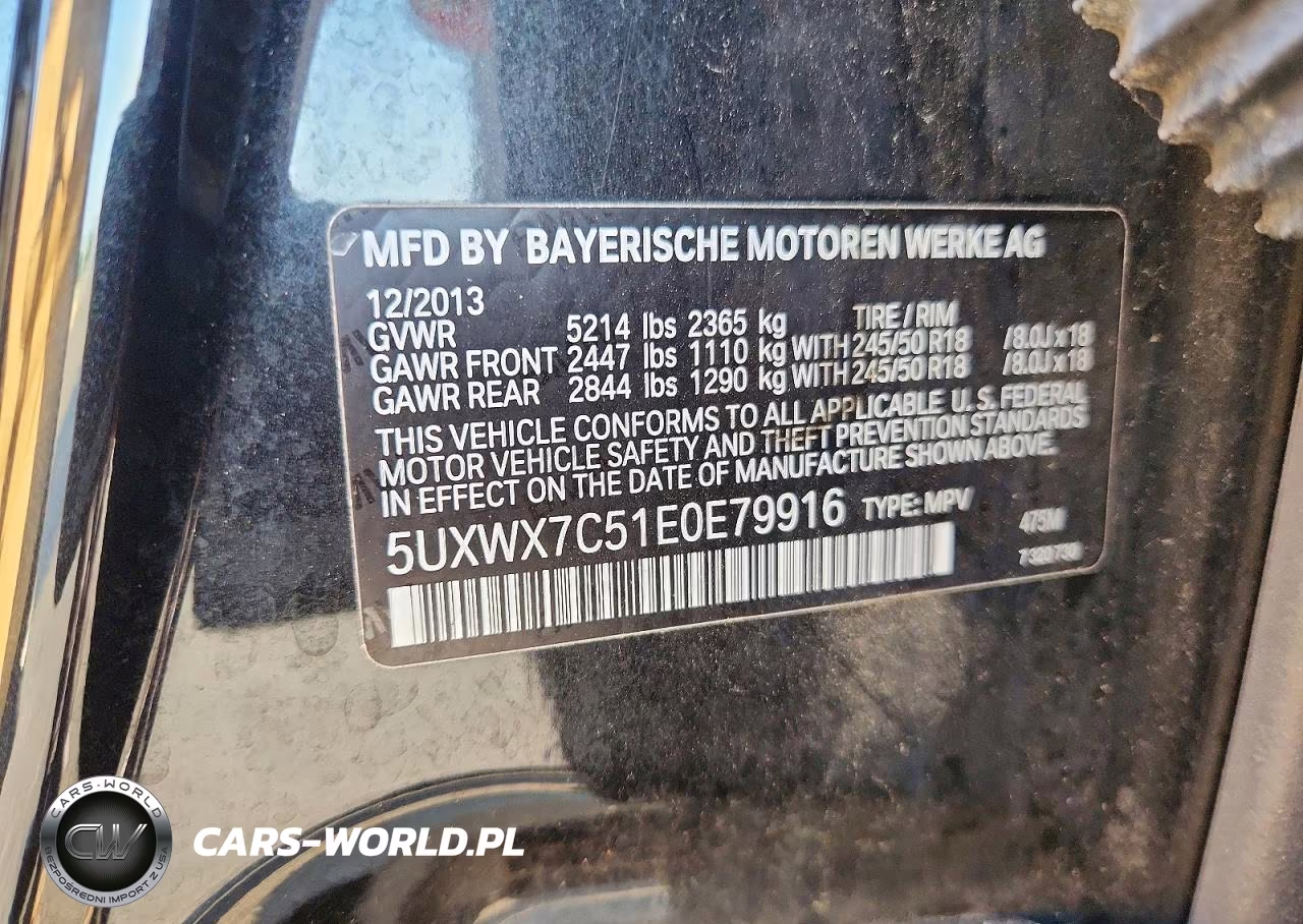 2014 BMW X3 xDrive35I VIN:5UXWX7C51E0E79916 - 13