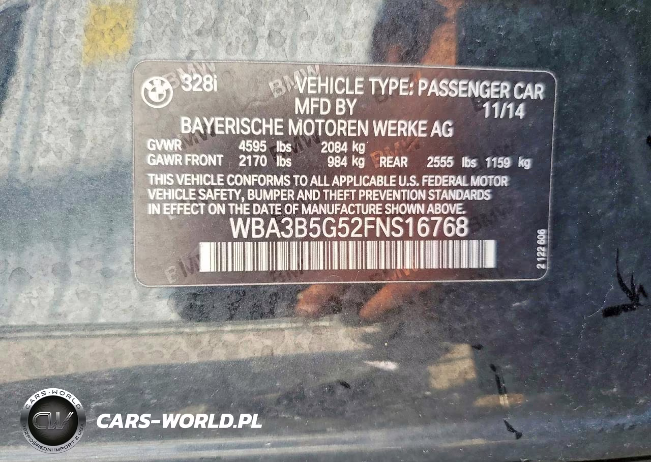 2015 BMW 328 Xi Sulev VIN:WBA3B5G52FNS16768 - 12