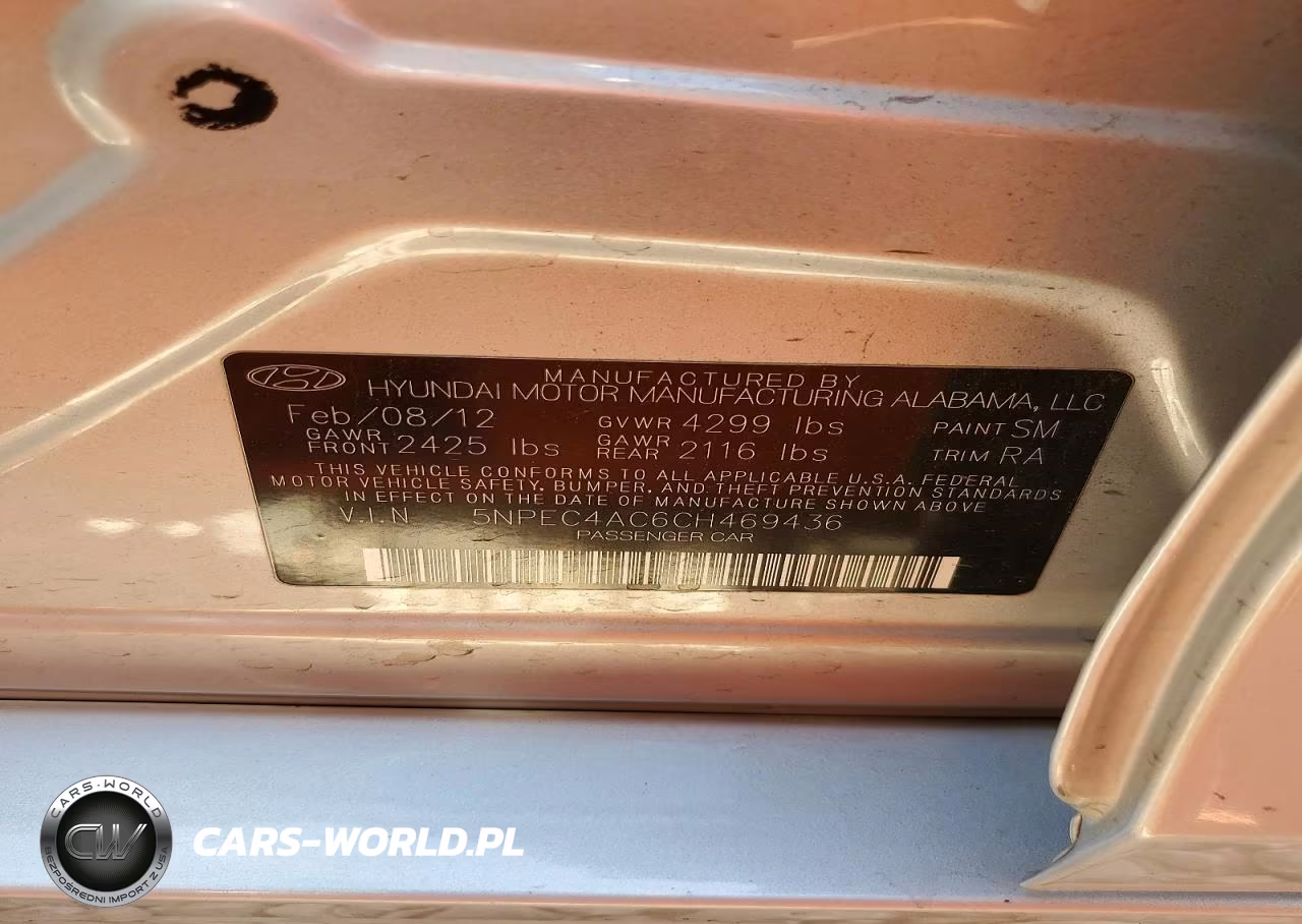 2012 Hyundai Sonata Se VIN:5NPEC4AC6CH469436 - 12
