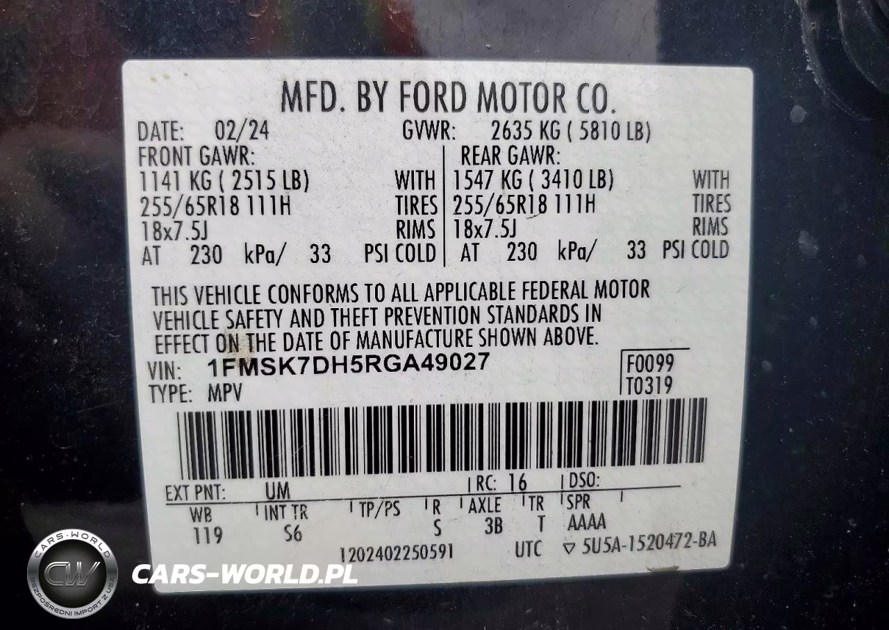 2024 Ford Explorer Xlt VIN:1FMSK7DH5RGA49027 - 13