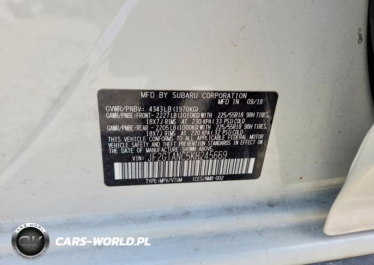 2019 Subaru Crosstrek Limited VIN:JF2GTANC5KH245669 - 12