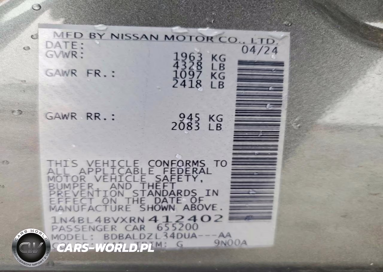 2024 Nissan Altima S VIN:1N4BL4BVXRN412402 - 12