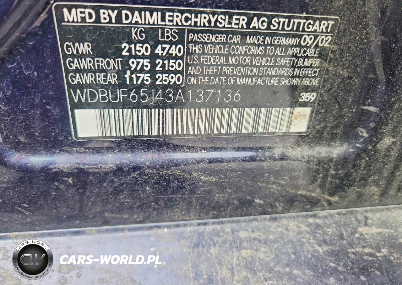 2003 Mercedes-Benz E 320 VIN:WDBUF65J43A137136 - 12