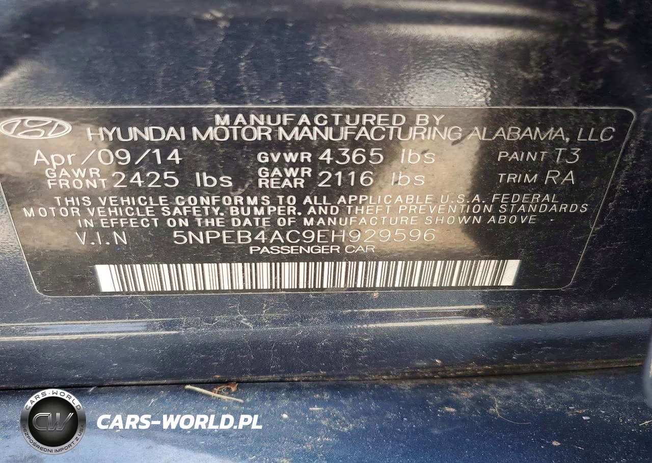 2014 Hyundai Sonata Gls VIN:5NPEB4AC9EH929596 - 12