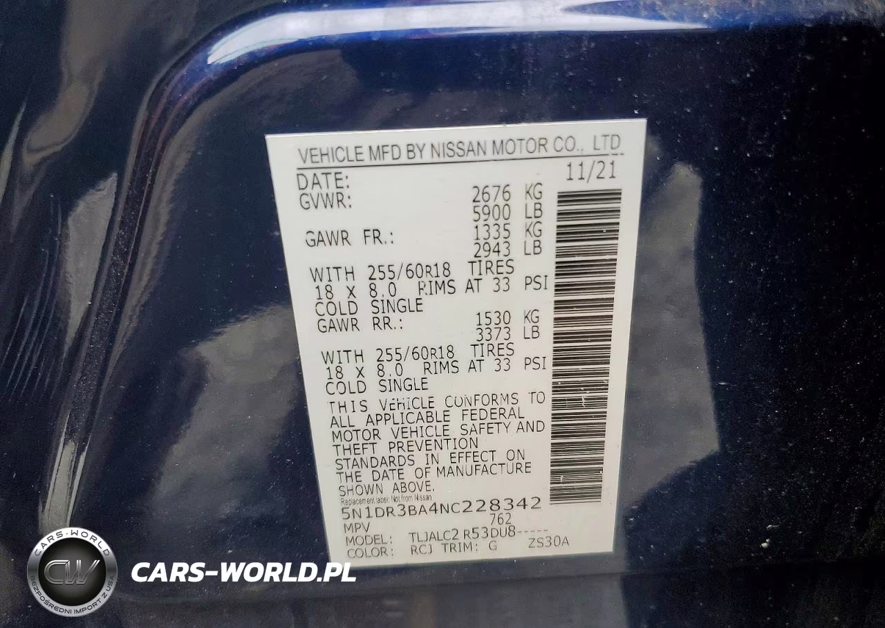 2022 Nissan Pathfinder Sv VIN:5N1DR3BA4NC228342 - 13
