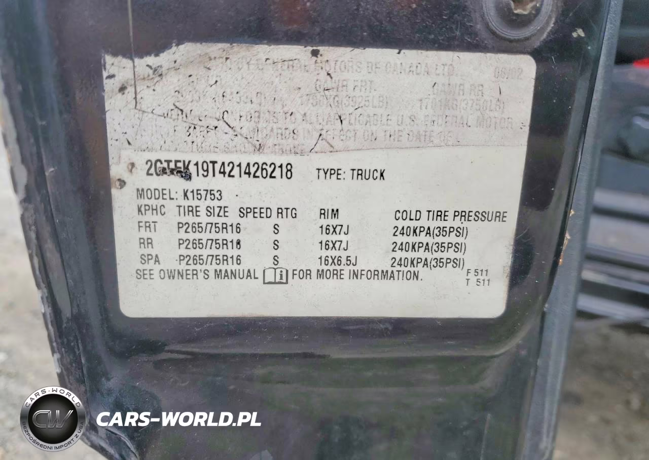 2002 GMC New Sierra K1500 VIN:2GTEK19T421426218 - 12